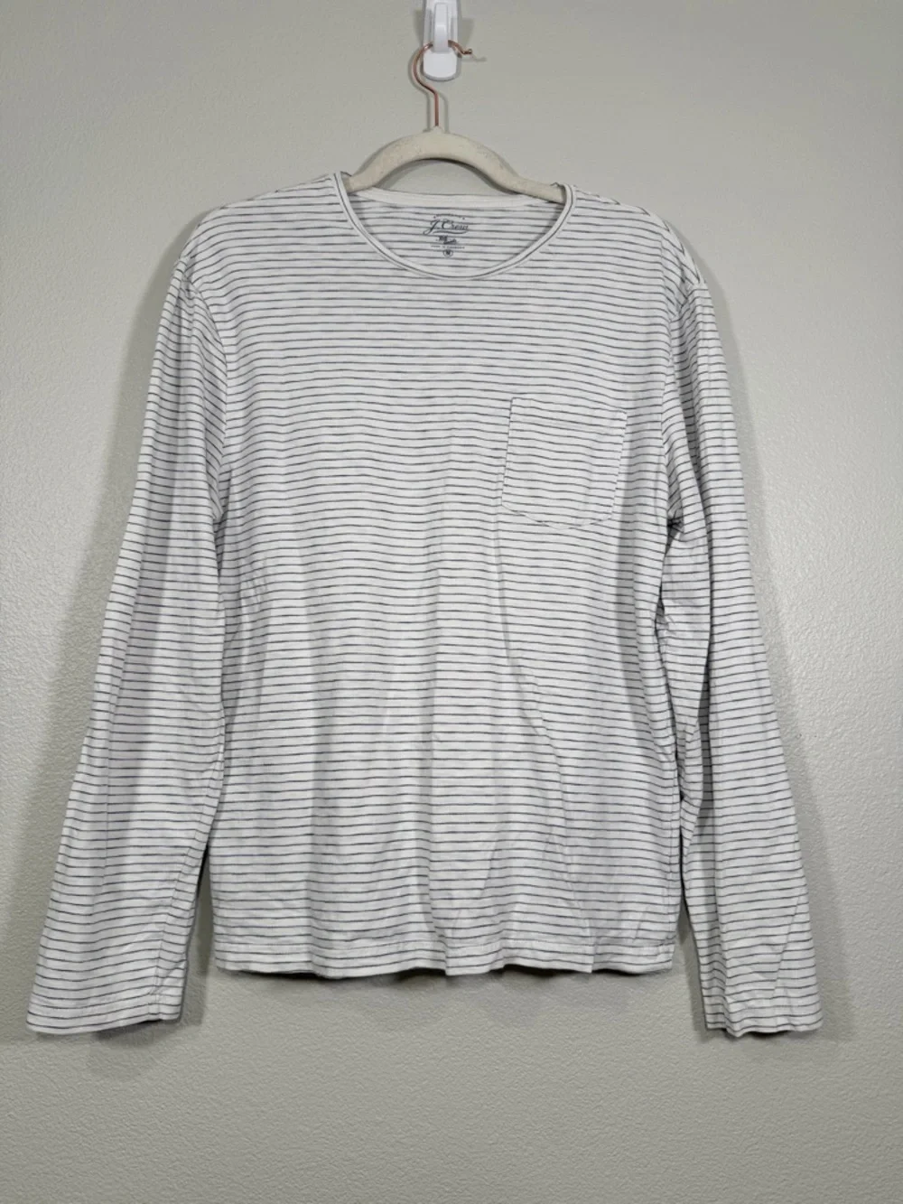 J. Crew Shirt Long-Sleeve Tee Stripe White Black 100% Cotton Knit Top Women M
